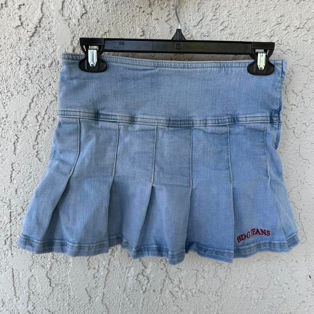 Bdg blue denim pleated mini skirt